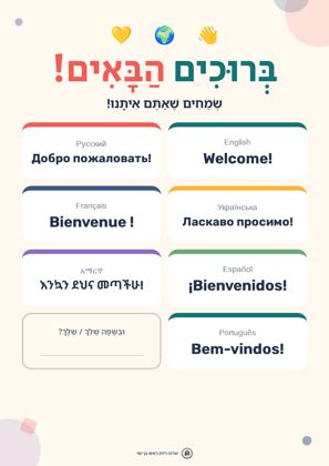 תצוגה מקדימה: כרזת „ברוכים הבאים” ב־8 שפות